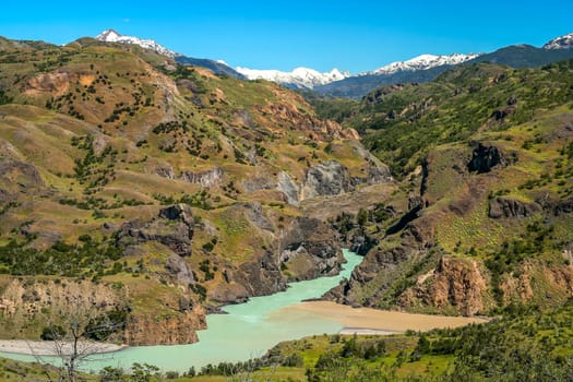 Confluence of the rivers in a beautiful part of Chilean Patagonia
