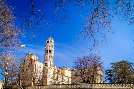 Beautiful Fenestrelle Tower, Saint-Theodorit Cathedral in Uzes in southern France