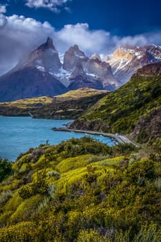 Stunning Cuernos del Paine peaks in southern Patagonia, Chile