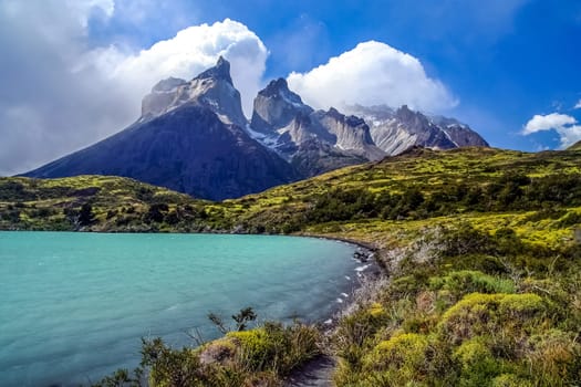 Stunning Cuernos del Paine peaks in Patagonia, southern Chile