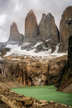 Stunning Torres del Paine towers in Patagonia, southern Chile
