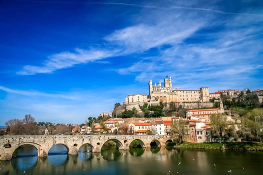 Beziers - medieval village built in a circular shape around a little hill with its castle looking down on it