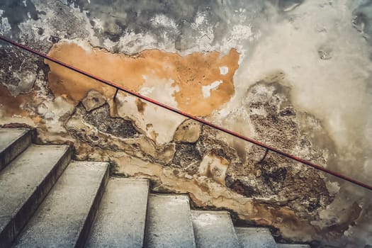 Dilapidated stairs in the old city in Prague, Chech republic