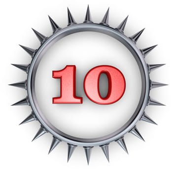 the number ten in spike ring - 3d rendering