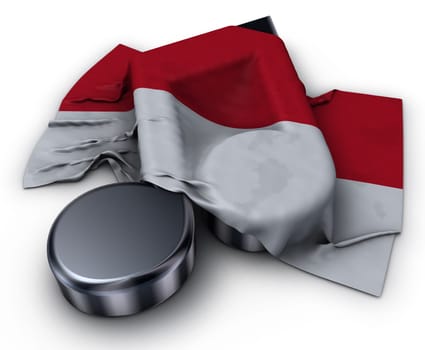 music note and flag of monaco - 3d illustration