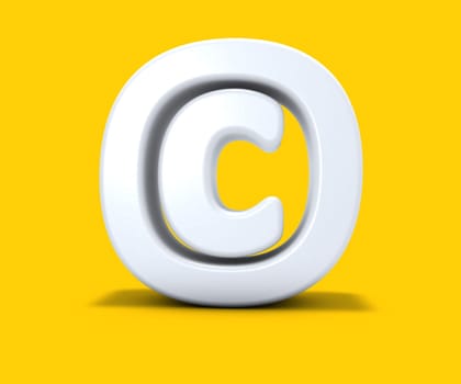 copyright symbol on yellow background - 3d rendering