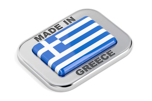 Made in Greece, shiny badge on white background
