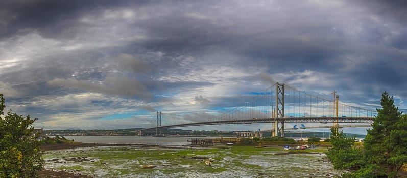 Forth Rail and Road Bridges in Edinburgh, Scotland, connecting the towns of North and South Queensferry