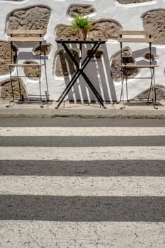 Empty table outside local café in Fataga, Gran Canaria