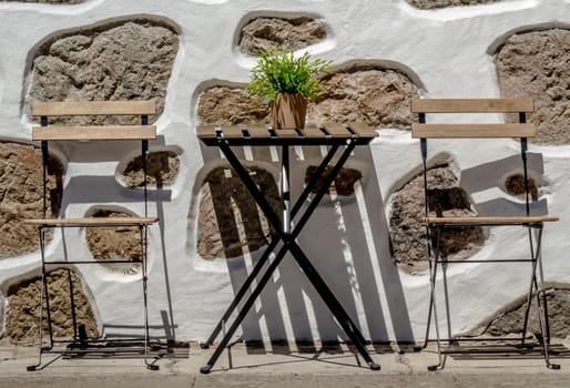 Empty table outside local café in Fataga, Gran Canaria