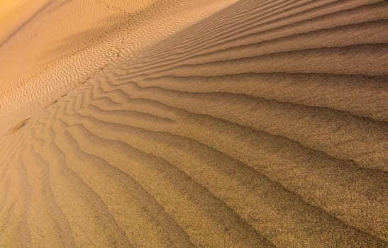 Close up of the stunning sand dunes in the Natural Reserve of Dunes of Maspaloma in Gran Canaria