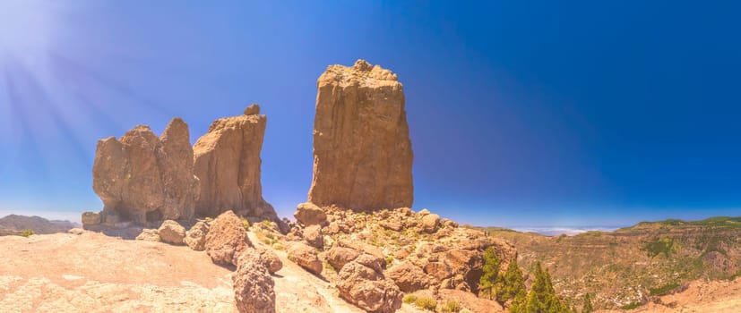 Stunning panorama of Roque Nublo mountain in Gran Canaria, Spain