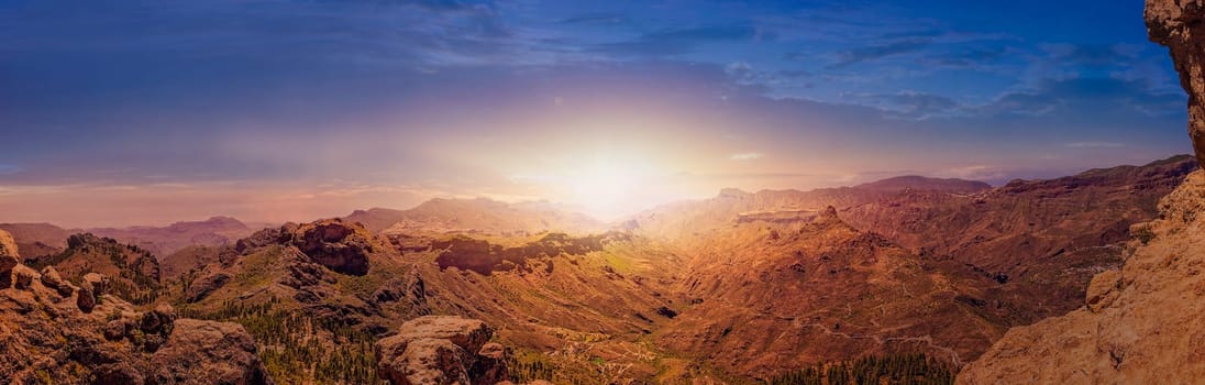 Stunning panorama of mountains in Gran Canaria, Spain