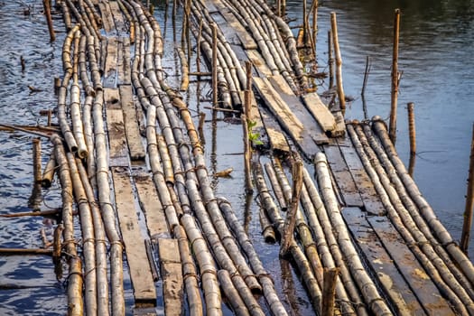 Floating bridge and the remains of the old bridge