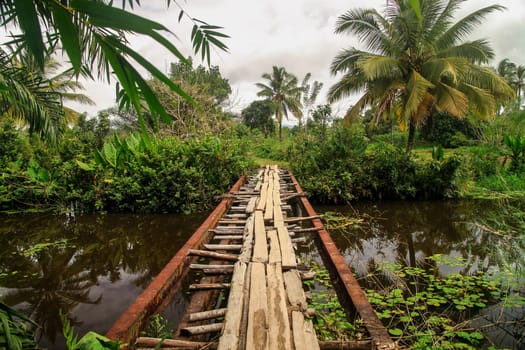 Rusted small bridge in the Madagascar jungle