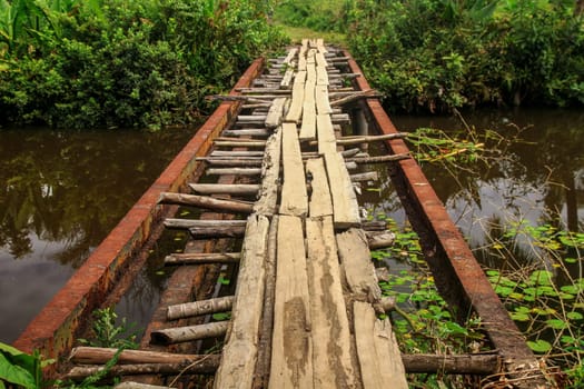 Rusted small bridge in the Madagascar jungle