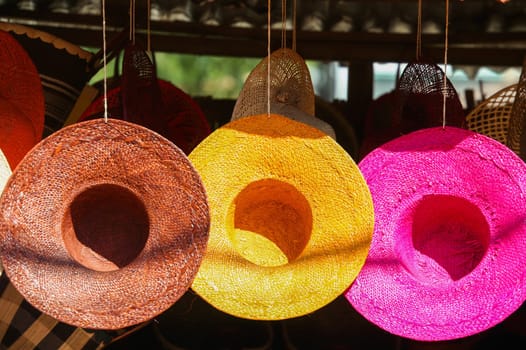 Three hats for sale in an african market