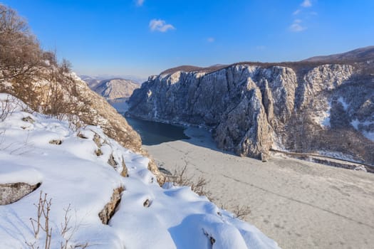 landscape in the Danube Gorges. Cazanele Mari seen from the Romanian side