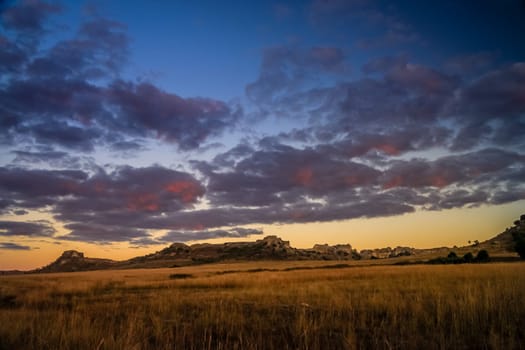 Beautiful sunrise in the Park National Isalo in Madagascar, Africa