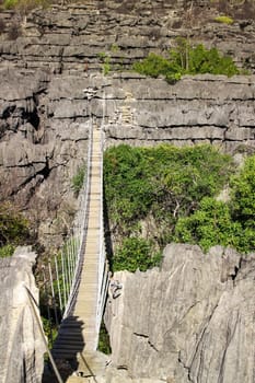 Hanging bridge in Tsingy National Park in Ankarana, Madagascar