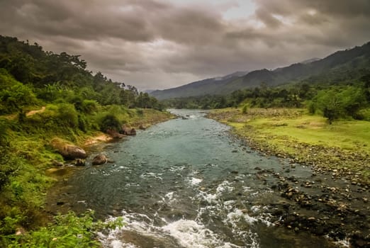 River flowing through mountain valley in northern Madagascar