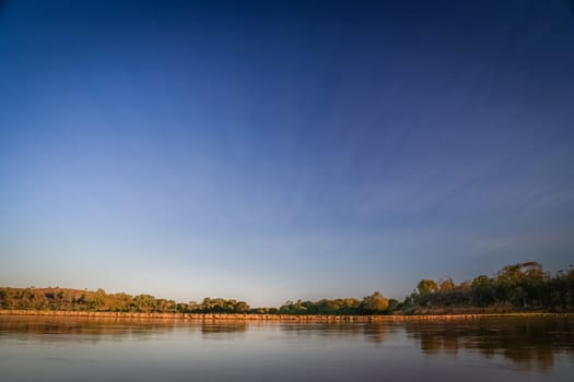 Beautiful sunset over Tsiribihina  river in Madagascar