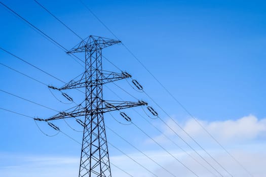Electric poles in the countryside in Poland