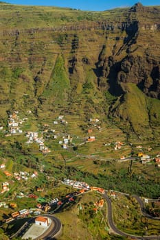 Stunning and beautiful Valle Gran Rey on the island of La Gomera, one of the archipelago of Canary Islands, Spain