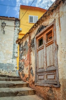 Old colonial architecture of Vallehermoso, little town on La Gomera Island, Canaries, Spain
