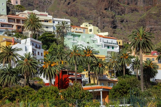 Hillside homes in the Valle Gran Rey on the island of La Gomera, Canary Islands, Spain