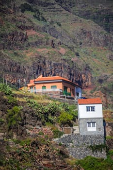 Hillside homes in the Valle Gran Rey on the island of La Gomera, Canary Islands, Spain
