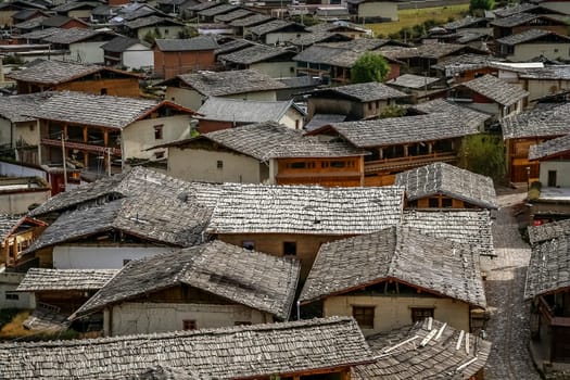 View of the rooftops of the old city in Zhongdian, called also Shagri La , Yunnan province, China