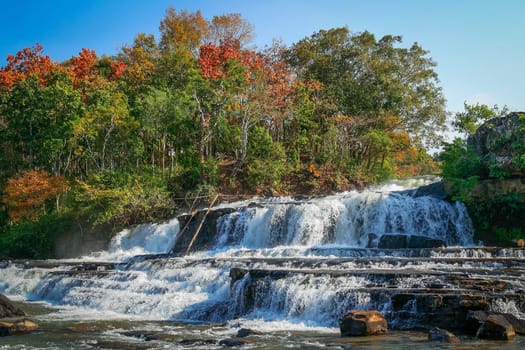 Beautiful Tad Lo waterfall on the Bolaven Plateau in Laos
