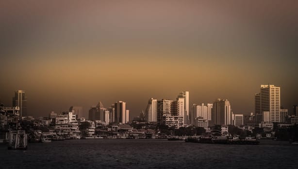 Bangkok panorama as seen at dawn, Thailand