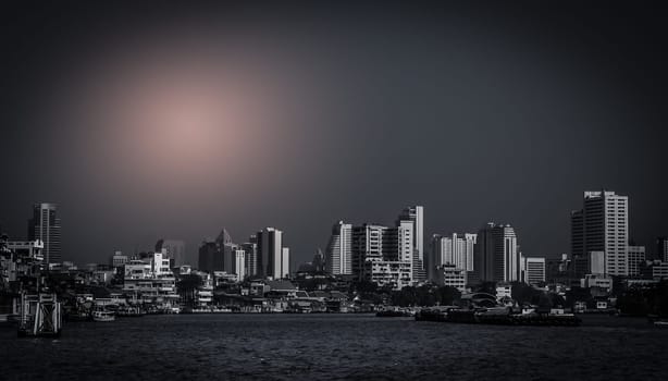 Bangkok panorama as seen at dawn, Thailand