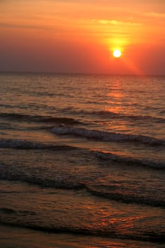Sunset on the beach on the Thailand east coastline