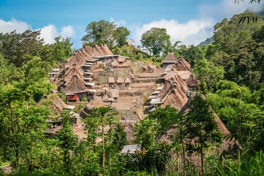 Traditional huts in the Indonesian village Bena on Flores island, Indonesia