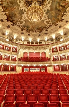 PRAGUE, CZECH REPUBLIC - DECEMBER 21, 2016: The State Opera, Prague - Empty auditorium before reconstruction