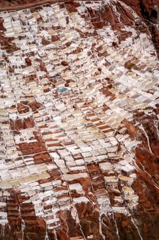 Traditional salt mine, salinas, in Maras in Peru