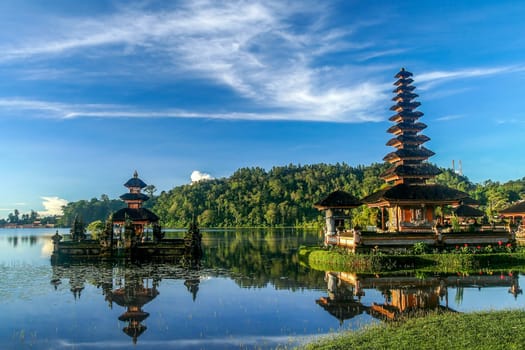 Ulun Danu Temple on the shore of Lake Brataan in Bali in Indonesia