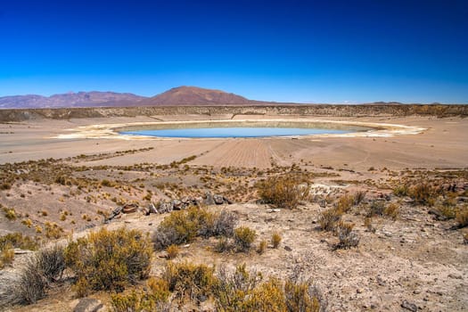 Big crater in a remote part of bolivian Altiplano