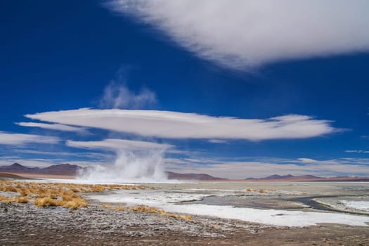 Hot springs on the high plateau in the southern Altiplano in Bolivia
