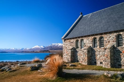 Church Of Good Shepherd on the lake shore, New Zealand South Island