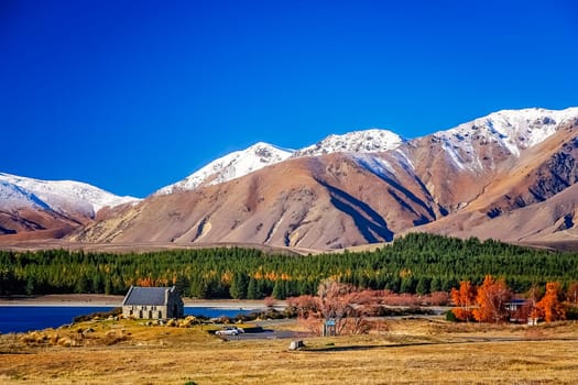 Church of Good Shepherd on the shore of Lake Tekapo, New Zealand South Island