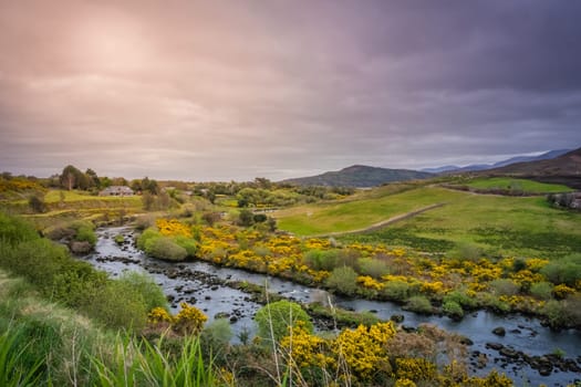 Beautiful rural Irish landscape in Kerry county, Ireland