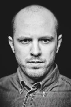 Black and white image of man