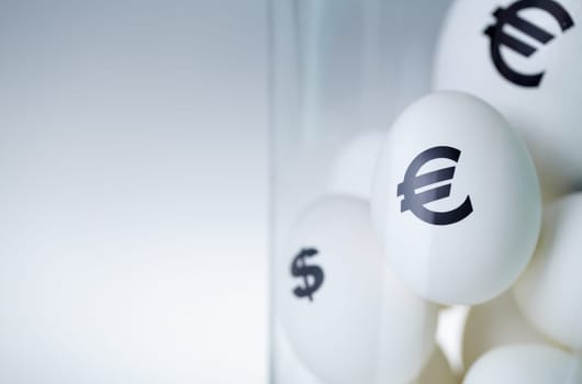 Close-up of euro sign on egg