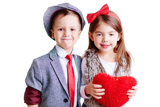 Portrait of stylish couple of children