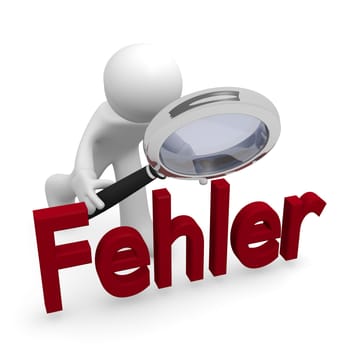 German error search cencept 3d on a white background