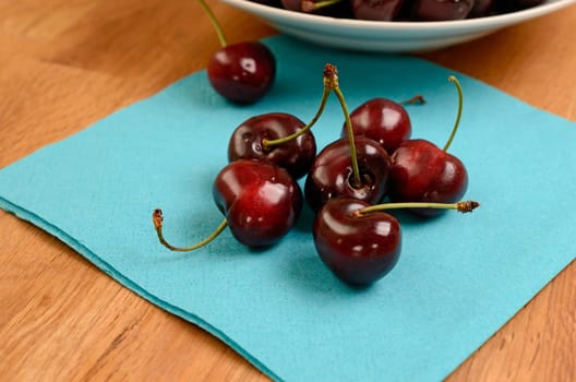 Fresh organic cherries on a plate